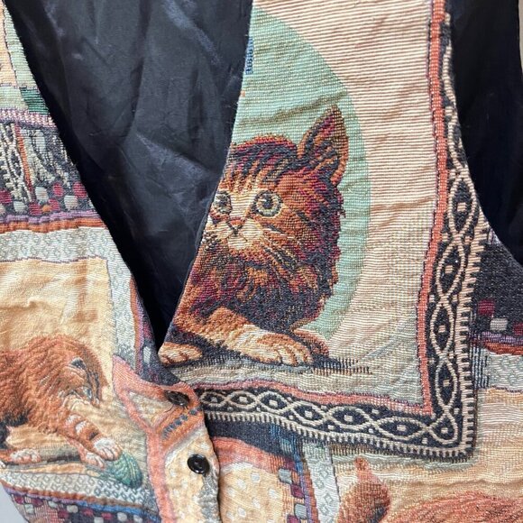 Vintage Saddle River Sportswear Cat Tapestry Vest - Size L - Picture 2 of 6